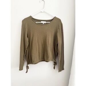 TEXTURE & THREAD Madewell Olive Green Textured Tie Top Women's L